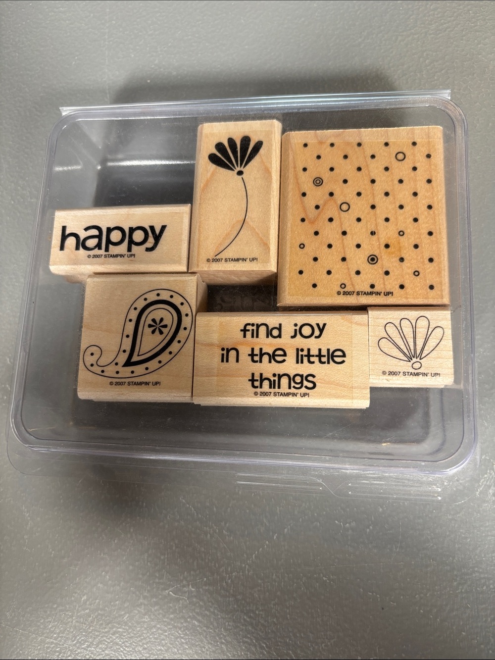 Stampin’ Up! Polka Dots & Paisley 2007 Wood Mount Rubber Stamp Set of 6